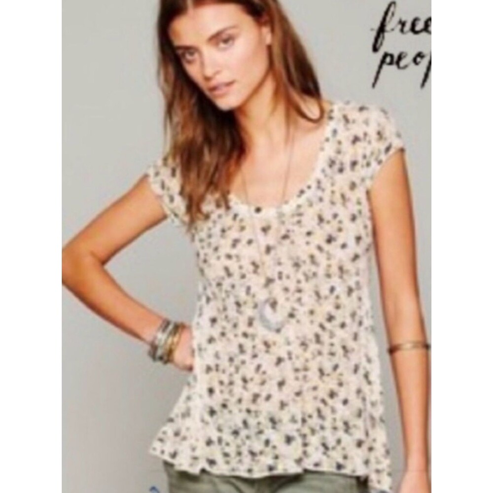 Free People Crochet Women's Back Ditsy Tee Size S